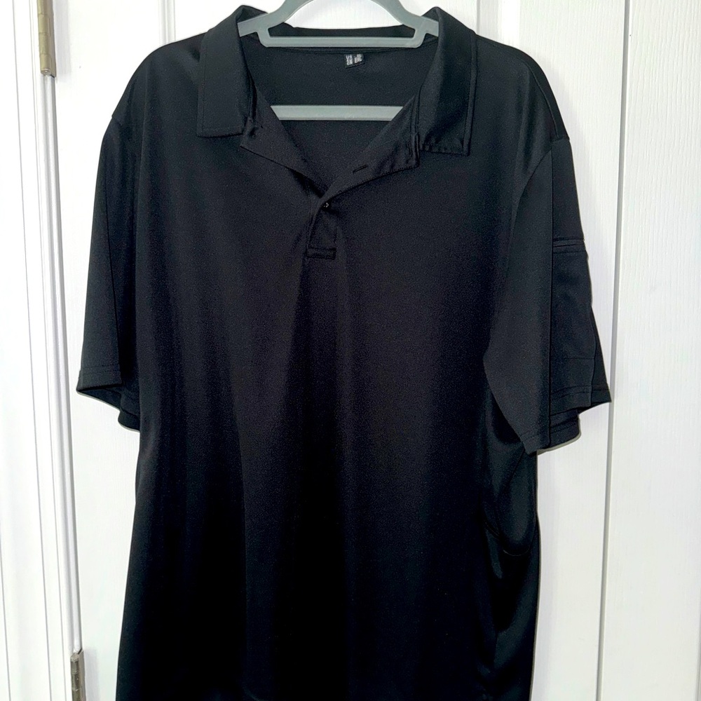 Black Men's Polo Shirt Quick Dry Performance Short Sleeve Tactical Shirts